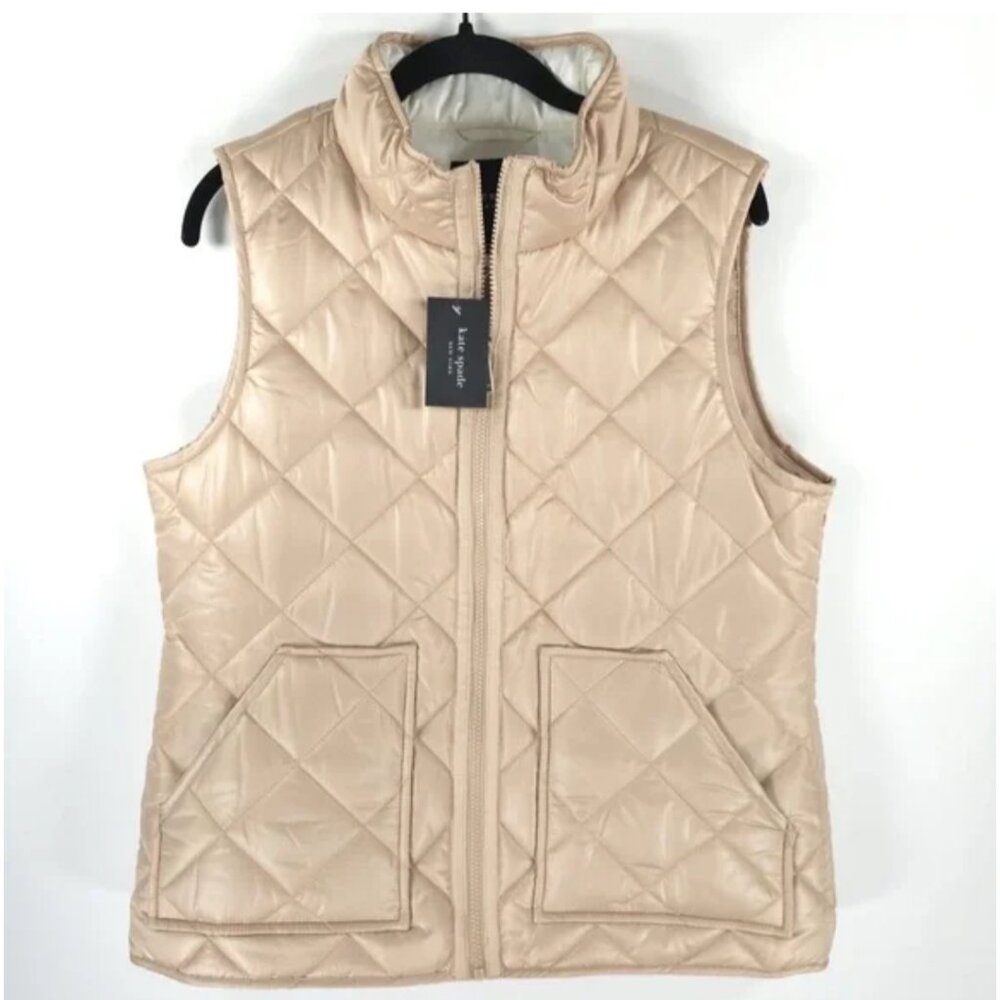 NWT KATE SPADE Full Zip Quilted Toasted Peanut VEST KSVK23768L-MA Size S,L, XL,M - Picture 8 of 9